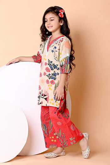 THE COTTON STAPLE_Ivory Cotton Lex Floral Print Kurta Set _Online_at_Aza_Fashions