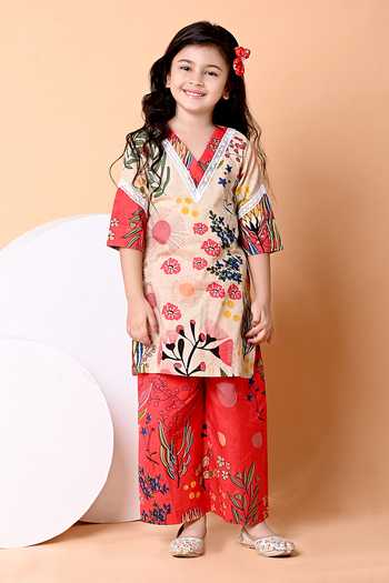 Buy_THE COTTON STAPLE_Ivory Cotton Lex Floral Print Kurta Set _Online_at_Aza_Fashions