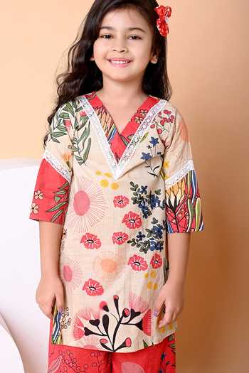 THE COTTON STAPLE_Ivory Cotton Lex Floral Print Kurta Set _at_Aza_Fashions