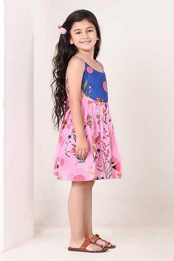 The Cotton Staple_Pink Cotton Marsh Floral Print Dress _Online_at_Aza_Fashions