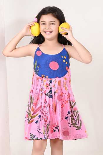 Shop_The Cotton Staple_Pink Cotton Marsh Floral Print Dress _Online_at_Aza_Fashions