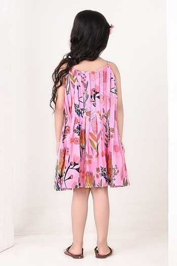 Shop_The Cotton Staple_Pink Cotton Marsh Floral Print Dress _at_Aza_Fashions