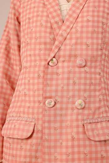 Shop_OurDve_Pink Organza Open Neck Merry Checkered Jacket _Online_at_Aza_Fashions