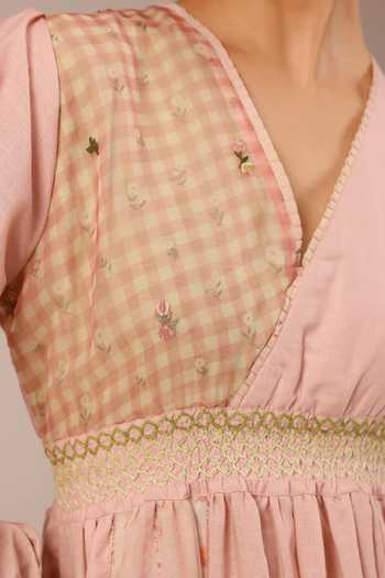OurDve_Multicolor Linen V-neck Pop Patchwork Maxi Dress _Online_at_Aza_Fashions