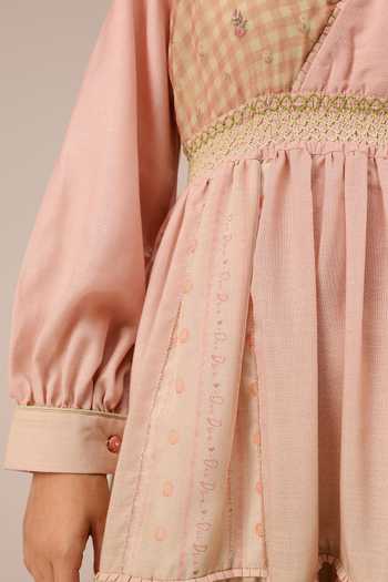 Buy_OurDve_Multicolor Linen V-neck Pop Patchwork Maxi Dress 