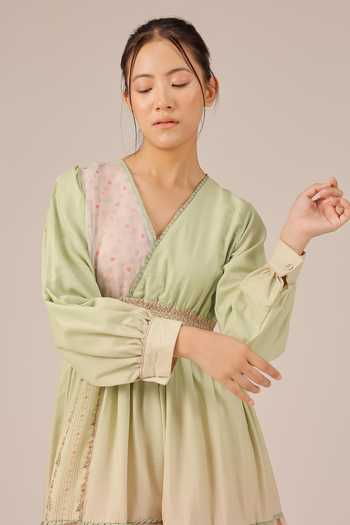 Shop_OurDve_Multicolor Linen V-neck Pop Patchwork Maxi Dress _Online_at_Aza_Fashions