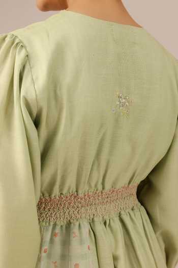 Shop_OurDve_Multicolor Linen V-neck Pop Patchwork Maxi Dress 