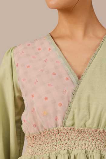 OurDve_Multicolor Linen V-neck Pop Patchwork Maxi Dress 