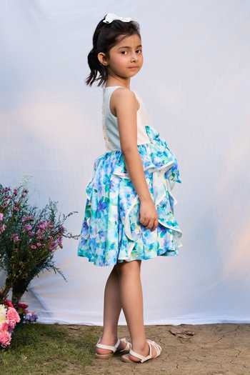 Buy_Pnk Isha Arora (Pink)_Multi Color Cotton, Satin Floral Print Swirly Dress _Online_at_Aza_Fashions