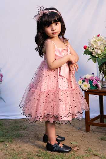 Buy_Pnk Isha Arora (Pink)_Pink Cotton, Satin, Tulle Polka And Big Bow Dress _Online_at_Aza_Fashions