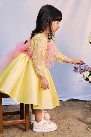 Shop_Pnk Isha Arora (Pink)_Yellow Polyester, Taffeta, Cotton I Am Princess Belle Birthday Dress _at_Aza_Fashions