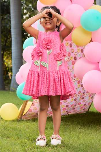 Buy_Pnk Isha Arora (Pink)_Pink Cotton, Taffeta, Lace I Can Grow A Garden On My Dress _at_Aza_Fashions