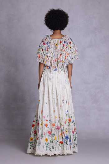 Shop_Payal Jain_Off White Georgette Scoop Neck Floral Print Crop Top _at_Aza_Fashions