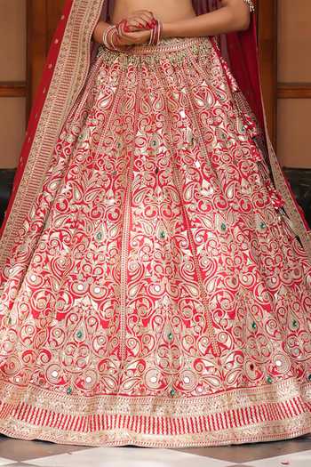 Buy_Amaltas Couture_Pink Silk, Organza, Net Embroidered Bridal Lehenga Set _Online