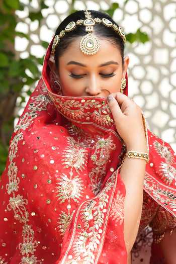 Amaltas Couture_Red Silk, Organza, Net Raw Embroidered Bridal Lehenga Set _Online_at_Aza_Fashions