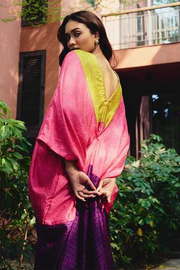 Buy_Kavya Singh Kundu_Multi Color Silk V-neck Carnival Polka Dot Print Kaftan _Online_at_Aza_Fashions