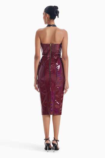 Shop_Sameer Madan_Maroon Jersey Sweetheart , Halter Lipstick Proof Dress _at_Aza_Fashions