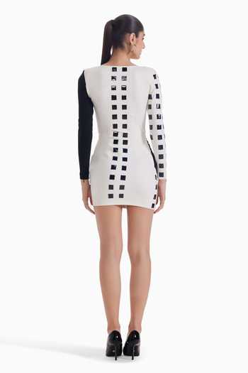 Shop_Sameer Madan_Black Jersey One Shoulder Tabloid Angel Mini Dress _at_Aza_Fashions