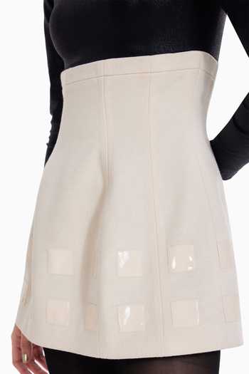 Buy_Sameer Madan_Black Faux Fur, Felt Sweetheart Neck Muted Fame Square Pattern Short Dress _Online_at_Aza_Fashions