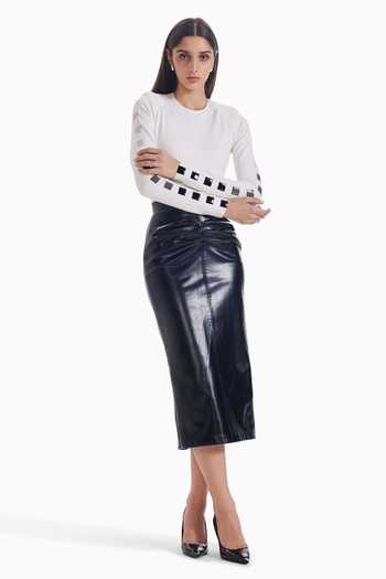 Buy_Sameer Madan_Black Faux Leather Private Party Skirt _at_Aza_Fashions