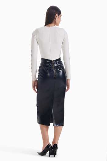 Shop_Sameer Madan_Black Faux Leather Private Party Skirt _at_Aza_Fashions