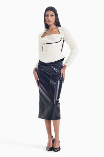 Buy_Sameer Madan_Black Faux Leather Private Party Skirt _Online_at_Aza_Fashions