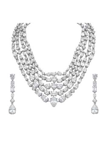 Shop_Joules by Radhika_White Siira Stone Embellished Necklace Set _at_Aza_Fashions