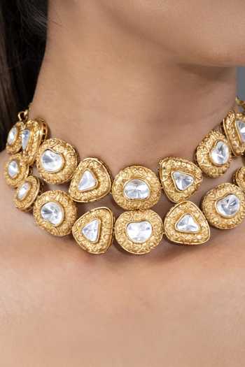Buy_Joules by Radhika_Gold Plated Tivya Stone Embellished Necklace Set _Online_at_Aza_Fashions