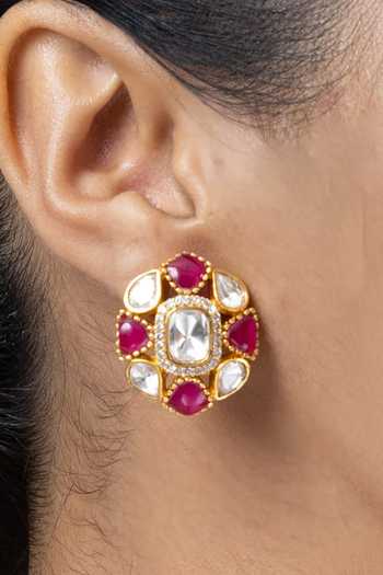 Buy_Joules by Radhika_Brown Kamayras Stone Studded Choker Set _Online_at_Aza_Fashions