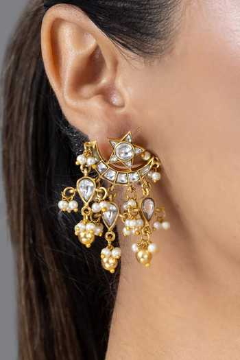 Joules by Radhika_Gold Plated Vamishas Pearl Embellished Necklace Set _Online_at_Aza_Fashions