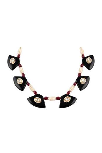 Shop_Joules by Radhika_Multi Color Meyvaya Geometric Shaped Pendant Necklace _at_Aza_Fashions