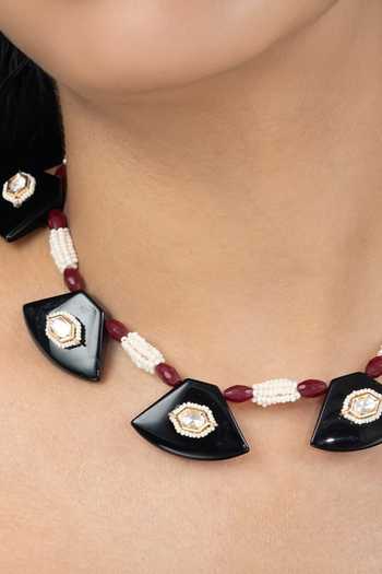 Joules by Radhika_Multi Color Meyvaya Geometric Shaped Pendant Necklace _Online_at_Aza_Fashions