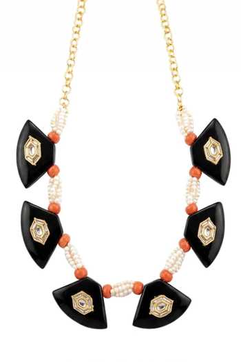 Shop_Joules By Radhika_Black Samyora Beaded Necklace _at_Aza_Fashions