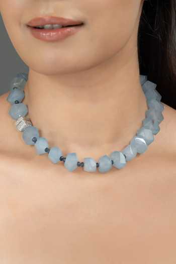 Buy_Joules By Radhika_Blue Milo Faceted Bead Work Necklace _Online_at_Aza_Fashions