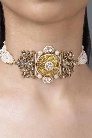 Buy_Joules by Radhika_Gold Plated Kika Pearl-embellished Choker _at_Aza_Fashions