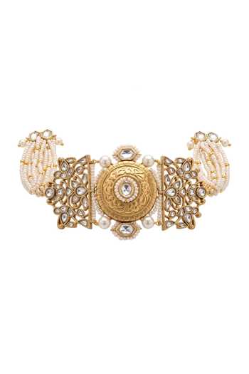 Shop_Joules by Radhika_Gold Plated Kika Pearl-embellished Choker _at_Aza_Fashions