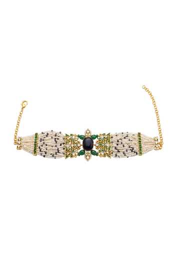Shop_Joules by Radhika_Blue Sava Beaded Choker Necklace _at_Aza_Fashions