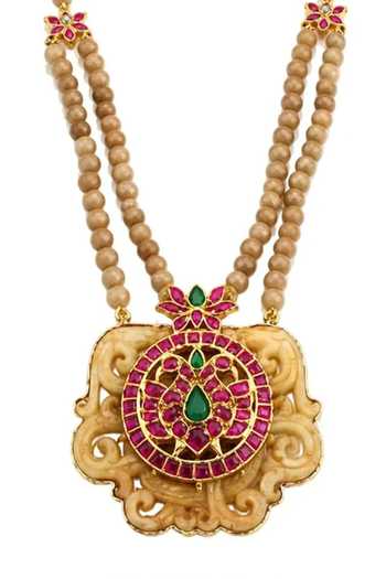 Shop_Joules by Radhika_Multi Color Masa Beaded Embellished Pendant Necklace _at_Aza_Fashions