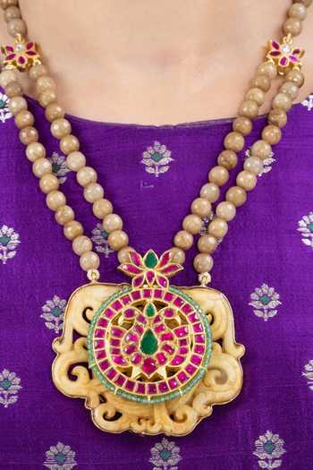 Joules by Radhika_Multi Color Masa Beaded Embellished Pendant Necklace _Online_at_Aza_Fashions