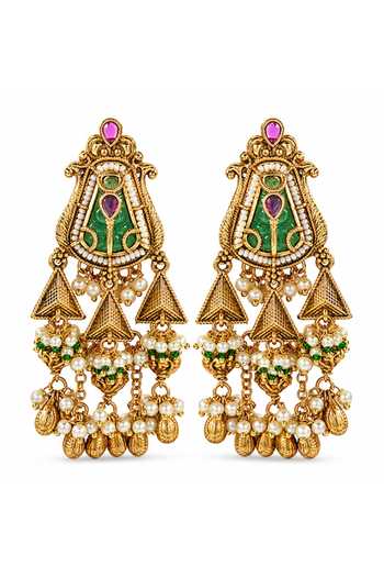 Shop_Prestones_Multi Color Pearl Tassel Earrings _at_Aza_Fashions