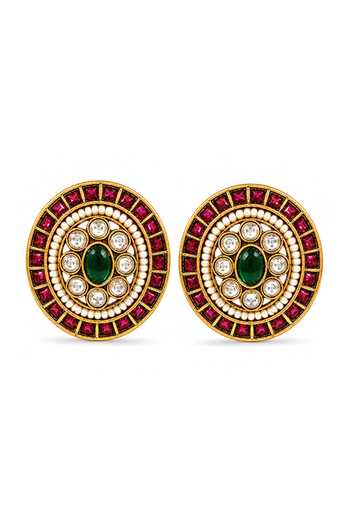 Shop_Prestones_Multi Color Kundan Embellished Earrings _at_Aza_Fashions