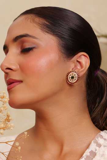 Prestones_Multi Color Kundan Embellished Earrings _Online_at_Aza_Fashions