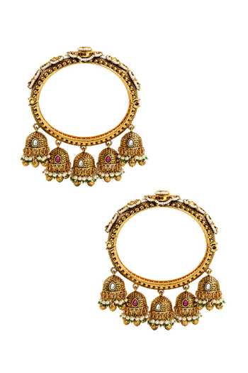 Prestones_Multi Color Kundan Embellished Bangles - Set Of 2 _Online_at_Aza_Fashions