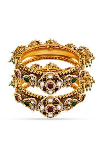 Shop_Prestones_Multi Color Kundan Embellished Bangles - Set Of 2 _Online_at_Aza_Fashions