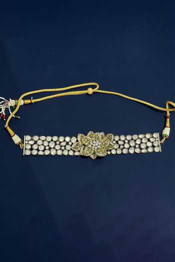 Amaara Jewels_Gold Plated 3d Dalia Embellished Choker Set _Online_at_Aza_Fashions