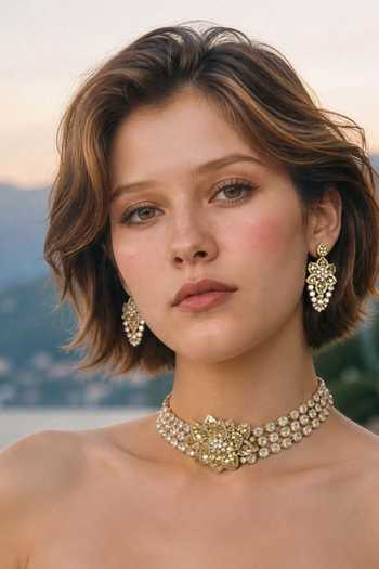 Shop_Amaara Jewels_Gold Plated 3d Dalia Embellished Choker Set _Online_at_Aza_Fashions