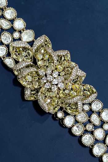Amaara Jewels_Gold Plated 3d Dalia Embellished Choker Set _at_Aza_Fashions