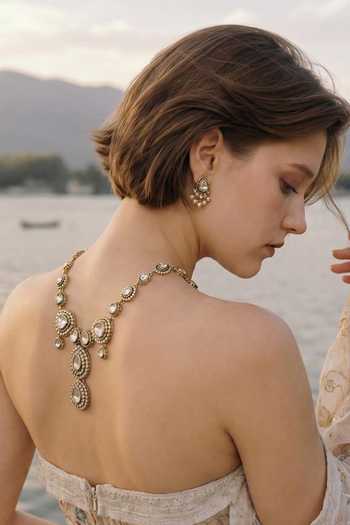 Buy_Amaara Jewels_Gold Plated Rani Amaara Embellished Necklace Set _Online_at_Aza_Fashions