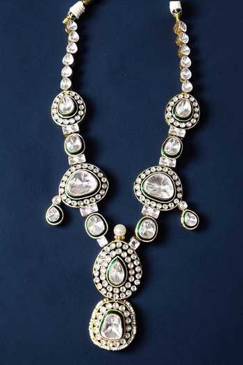 Amaara Jewels_Gold Plated Rani Amaara Embellished Necklace Set _Online_at_Aza_Fashions