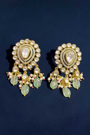 Shop_Amaara Jewels_Green Ivory Gleam Embellished Necklace Set _Online_at_Aza_Fashions